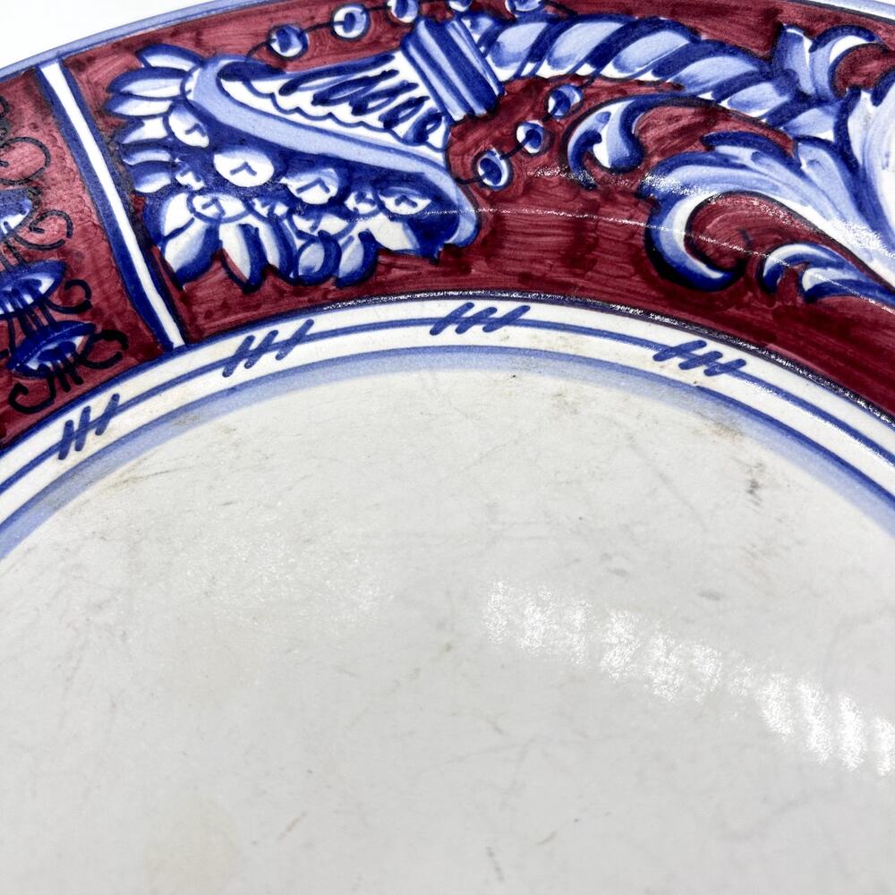 Fratelli Mari Deruta Italy Plates Set of 2 11" Dinner Plates Rubino FLAWED - Picture 5 of 15